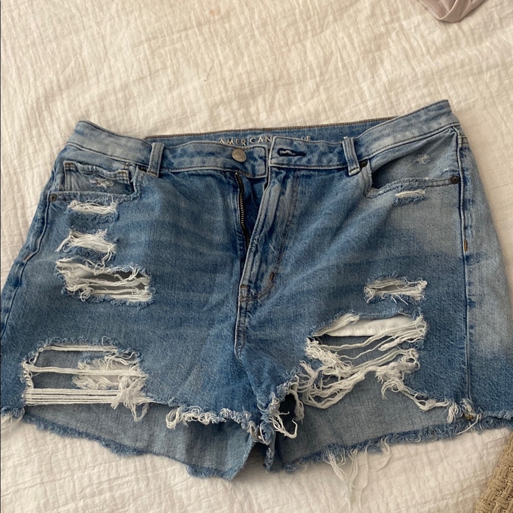American Eagle Outfitters Ripped Light Blue Jean Shorts